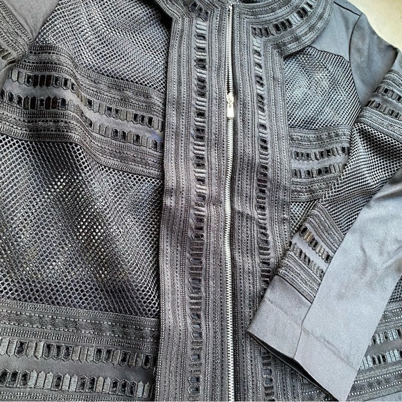 ROBERT Rodriguez Black Mesh and Lace Zip Up Bomber Jacket - Picture 7 of 11
